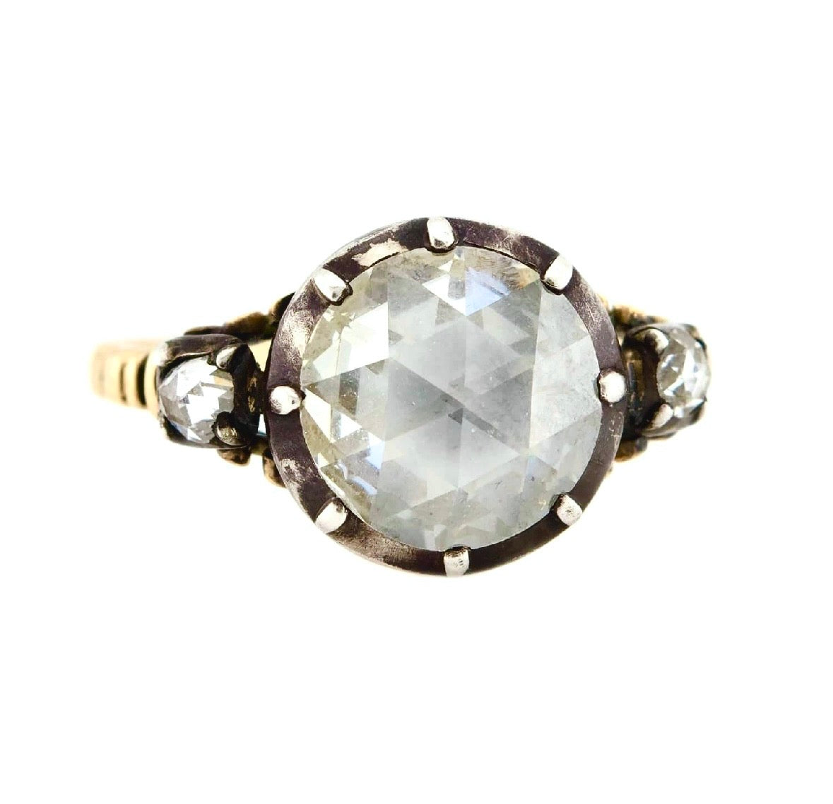 Georgian English 14k/Sterling Silver Diamond Engagement Ring 1.60ct