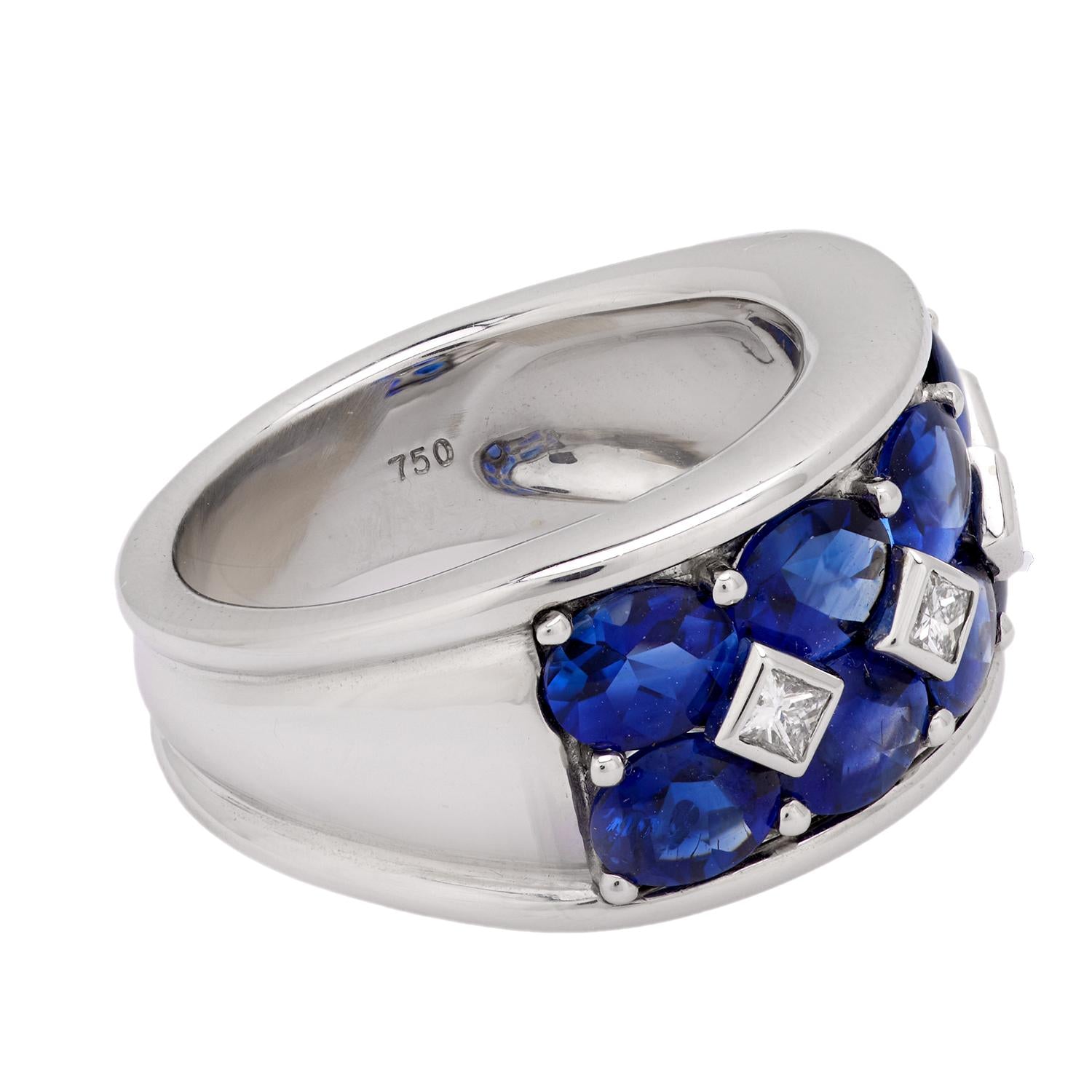 Estate 18k Sapphire and Diamond Half Band