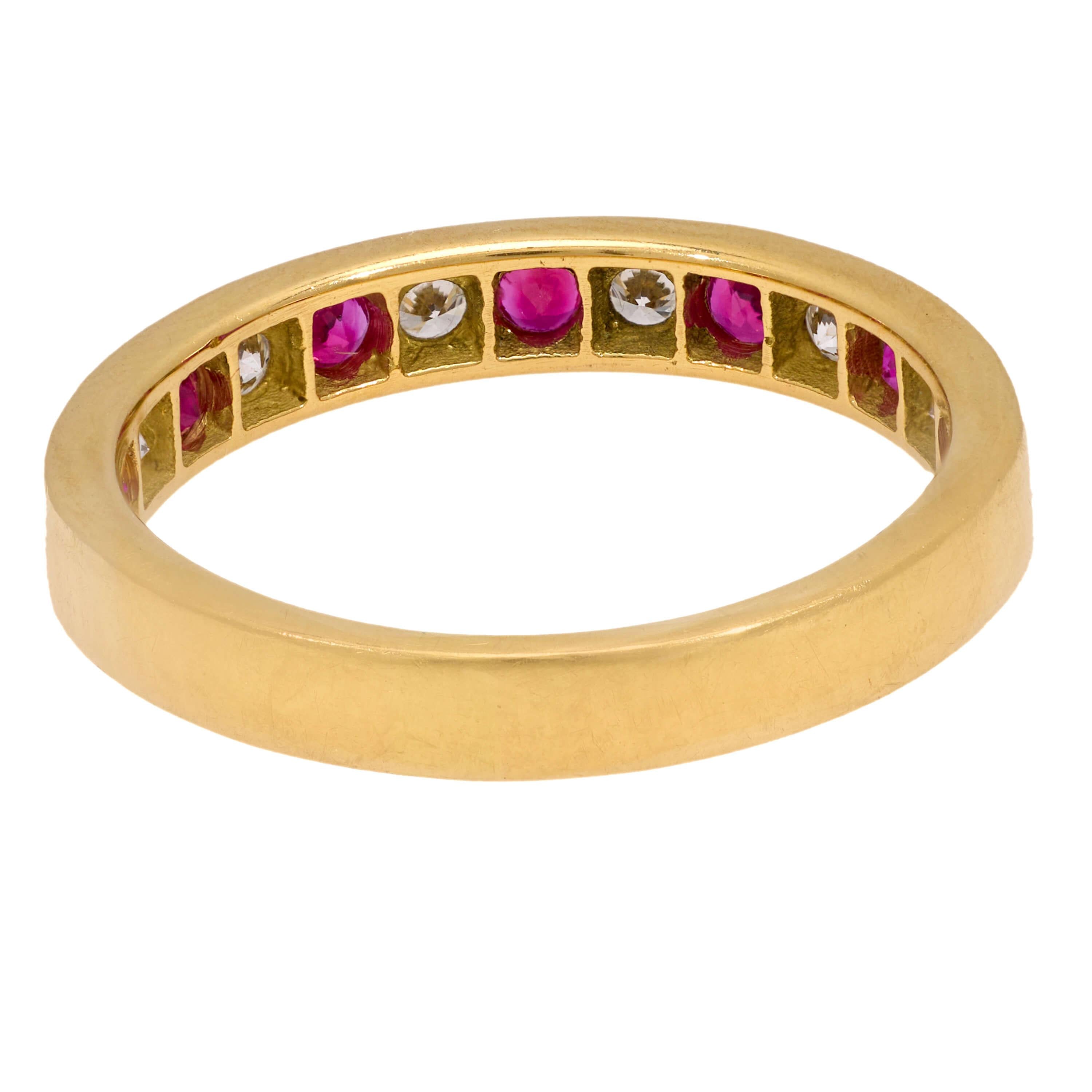 Estate 18k Ruby and Diamond Half Band