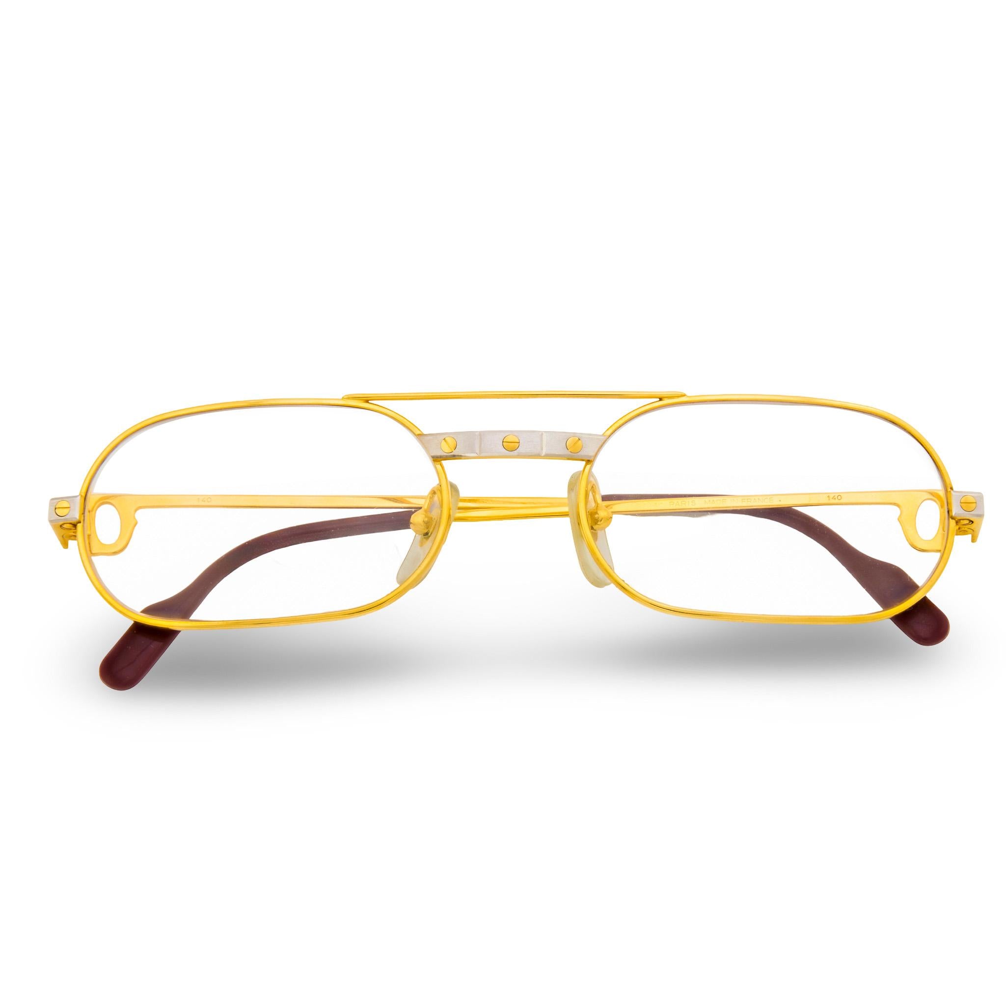 CARTIER Estate 18k/Stainless Steel Must Santos Eyeglasses