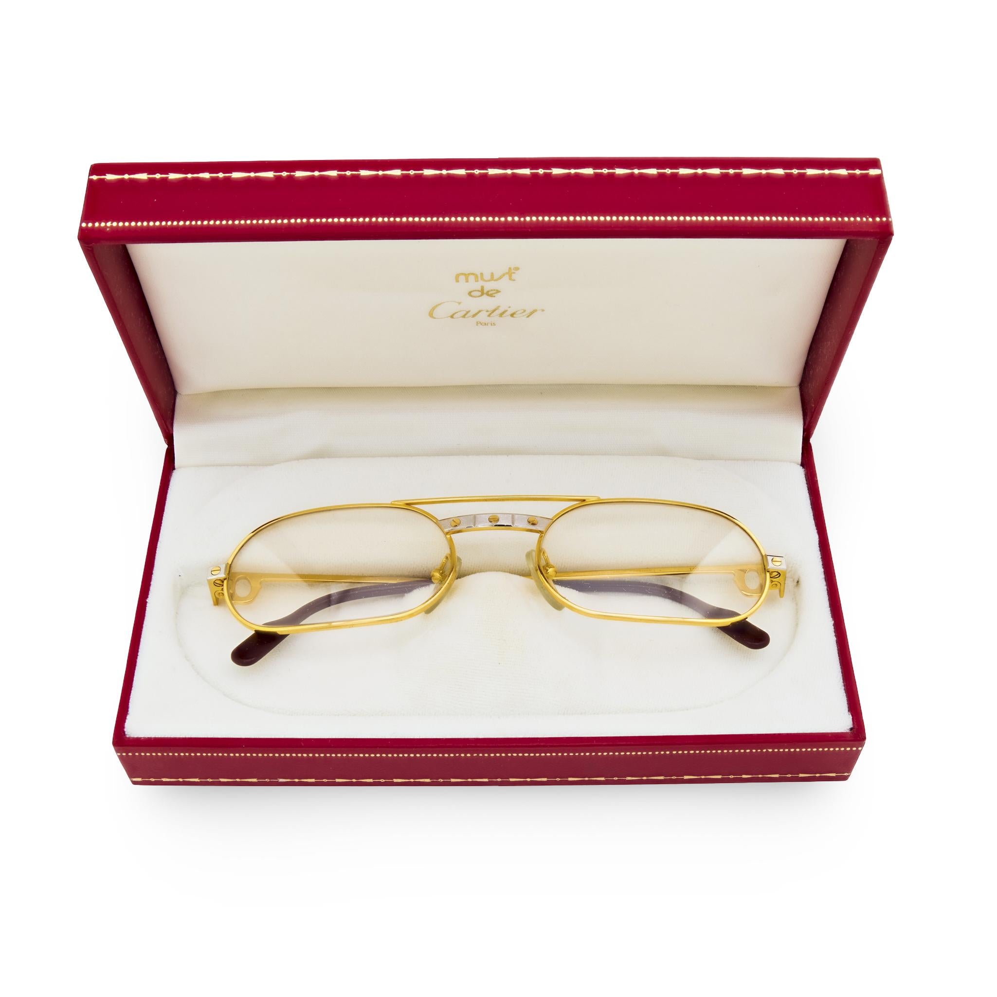 CARTIER Estate 18k/Stainless Steel Must Santos Eyeglasses