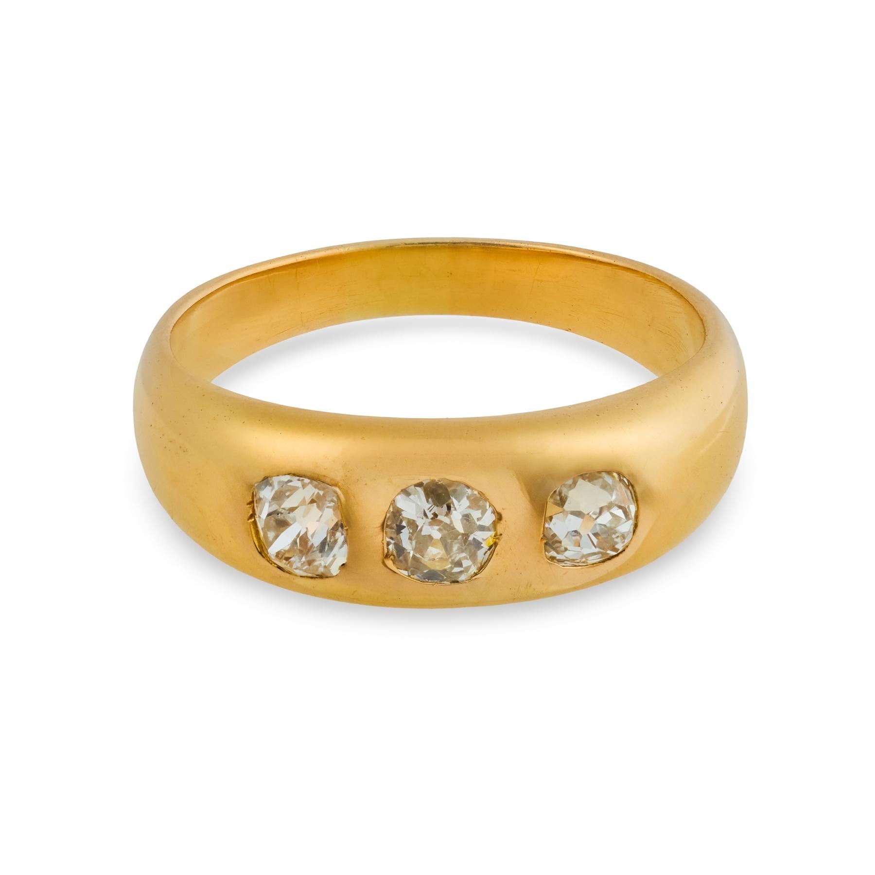 Victorian 14k Diamond Flush Mount Ring