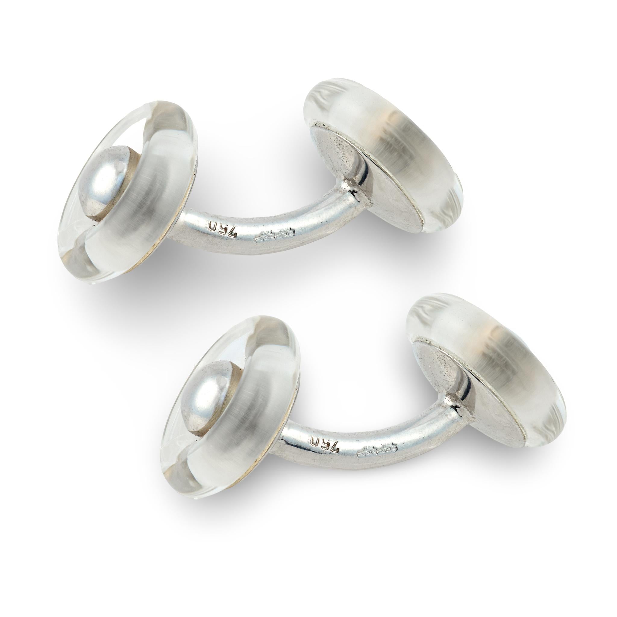 Art Deco 18k Rock Quartz Crystal Cufflinks