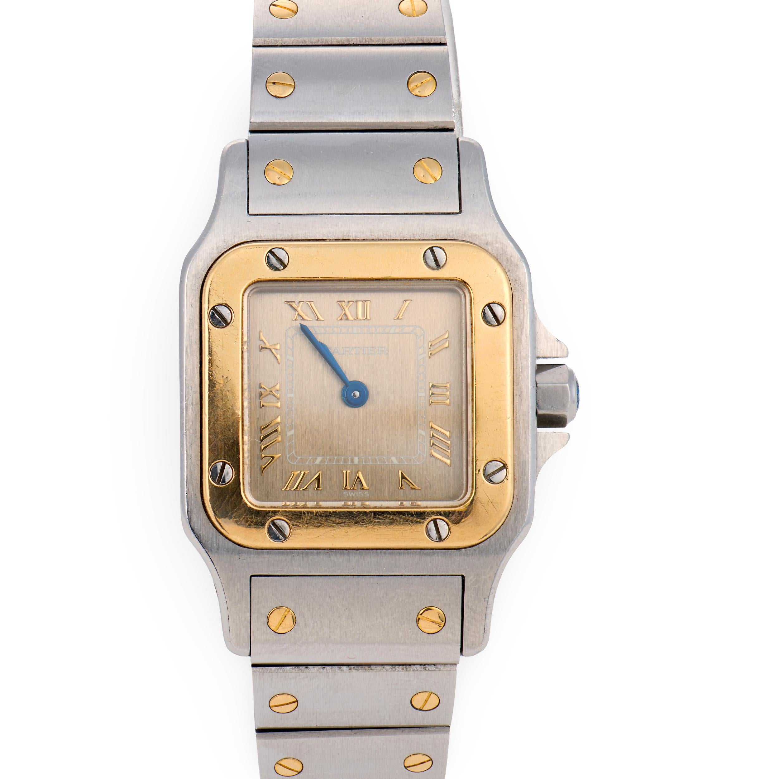 CARTIER Estate 18k/Stainless Steel Santos Two-Tone Ladies Watch