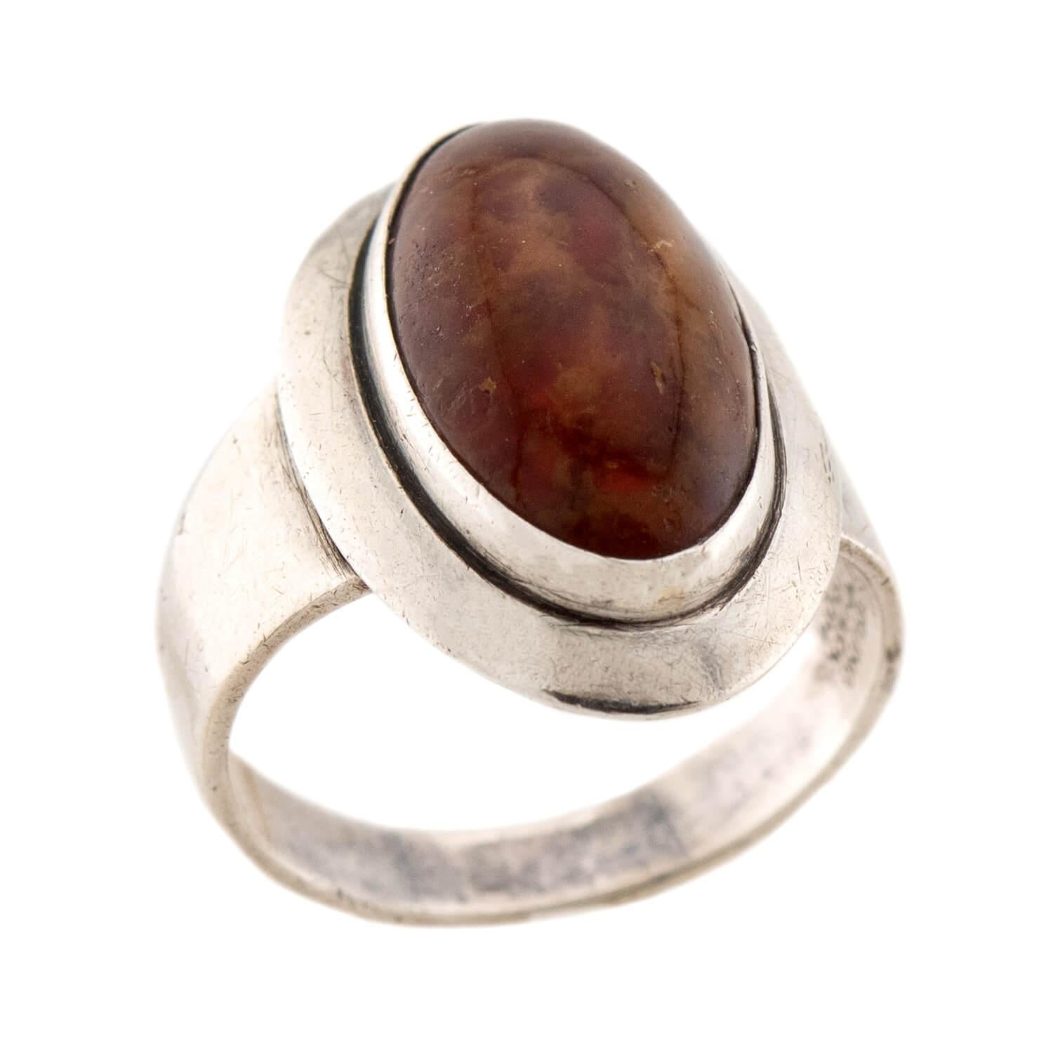 N.E. Frome Vintage Danish Sterling Silver Amber Ring