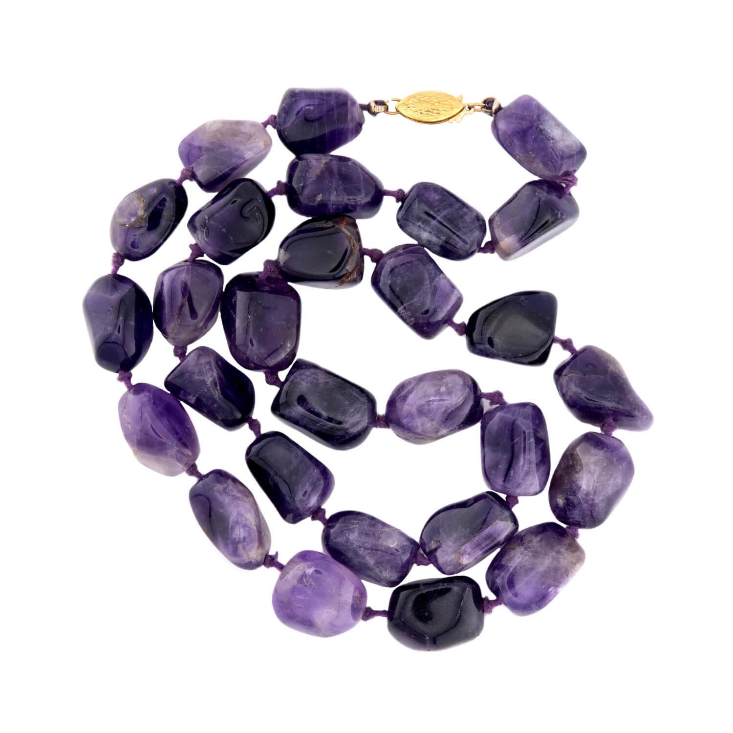 Estate 14k Amethyst Bead Necklace