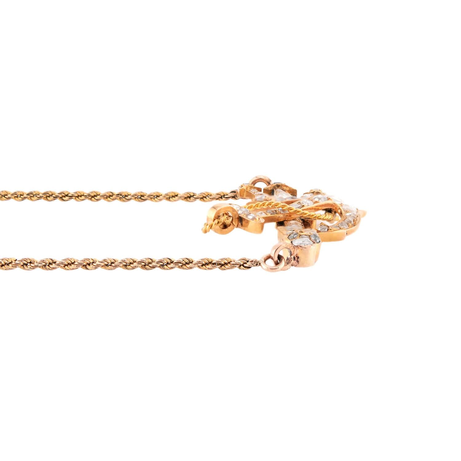 Victorian 18k Diamond Anchor and Trident Necklace
