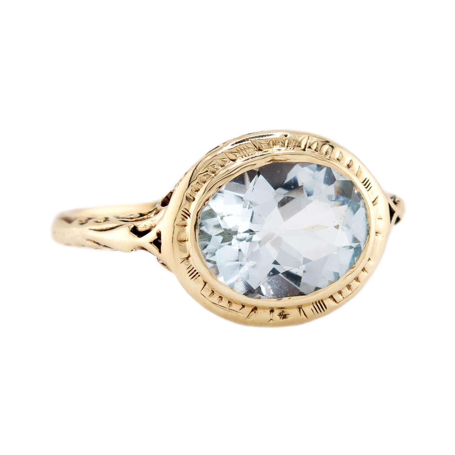 Art Deco 14k Aqua Ring