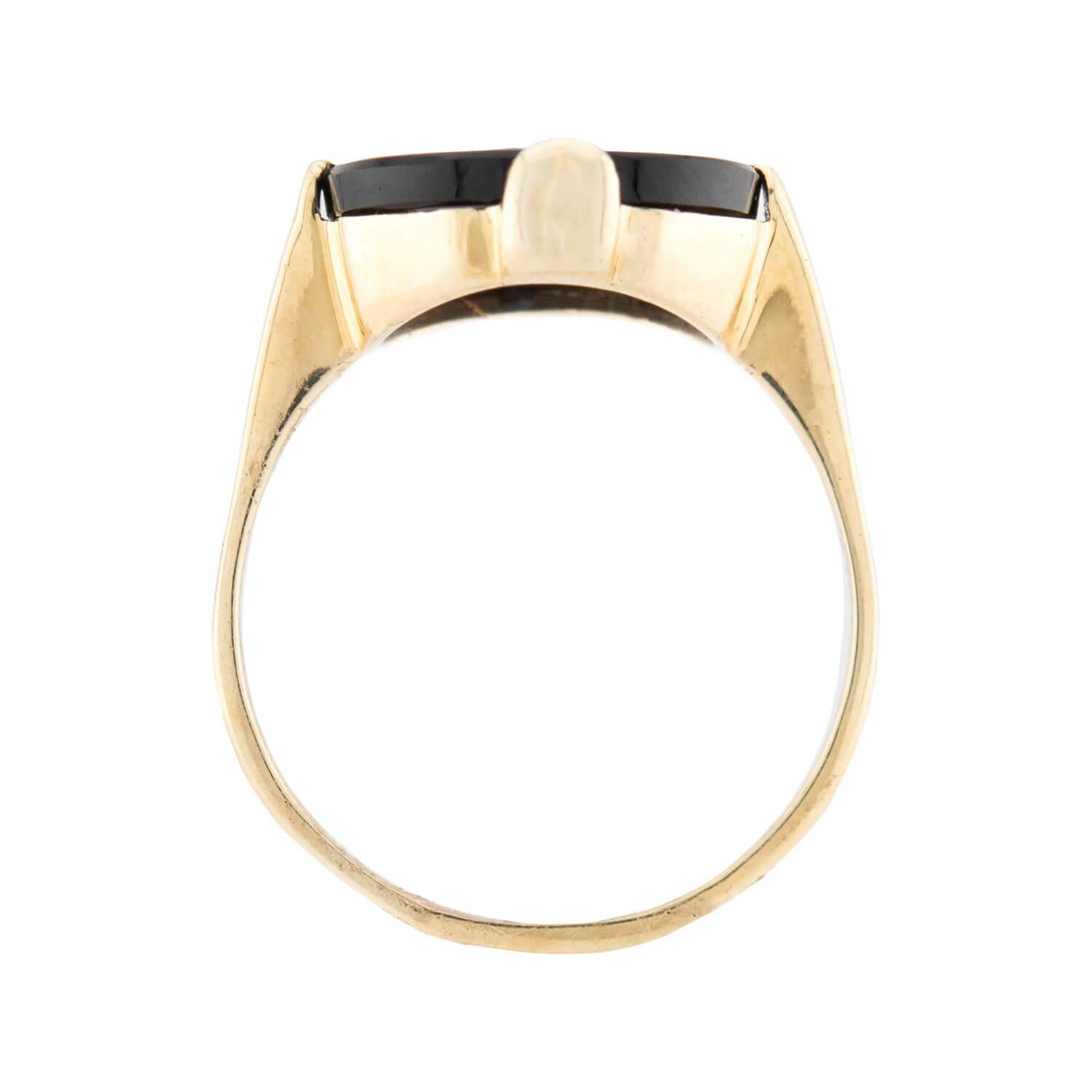 Art Deco 14k Onyx and Zircon Ring