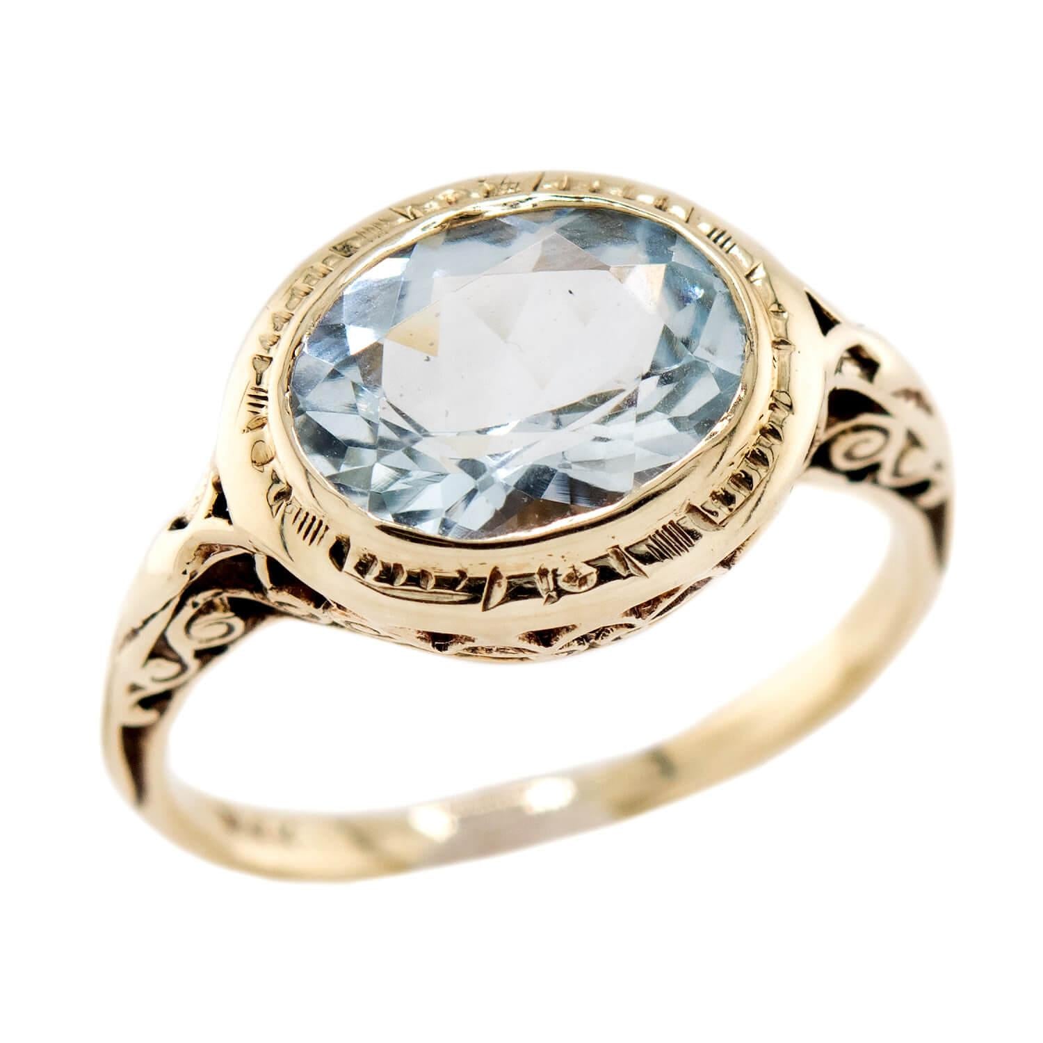Art Deco 14k Aqua Ring
