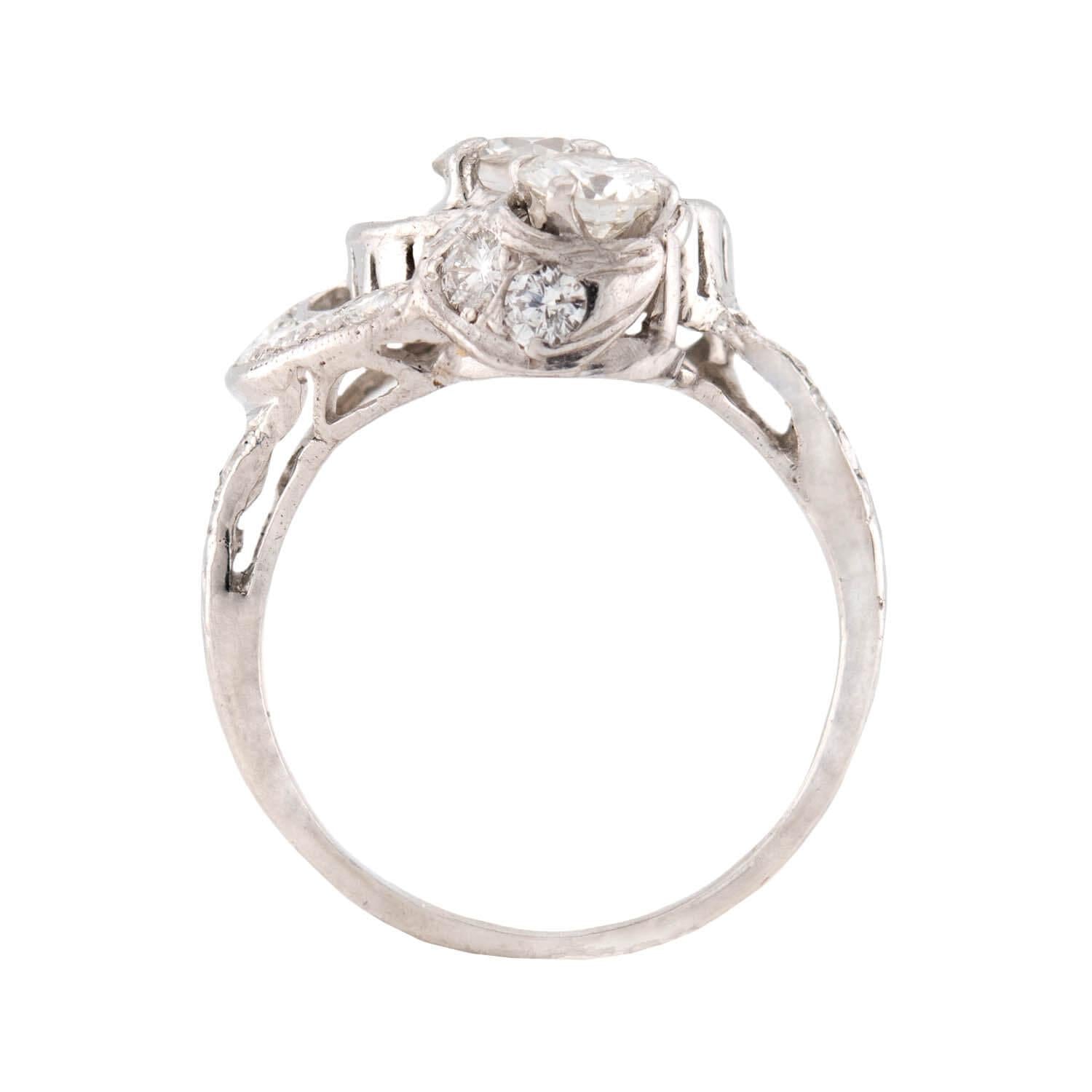 Late Deco  Platinum Diamond Cluster Ring