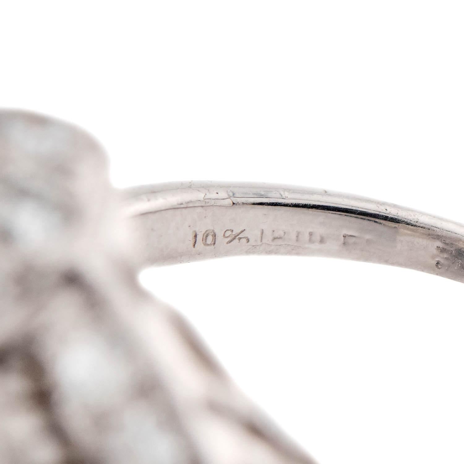 Late Deco  Platinum Diamond Cluster Ring