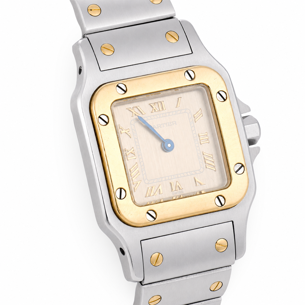 CARTIER Estate 18k/Stainless Steel Santos Two-Tone Ladies Watch