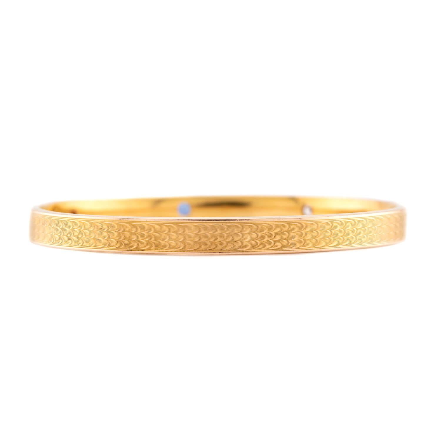 RIKER BROS. Art Nouveau 14k Sapphire & Diamond Bangle