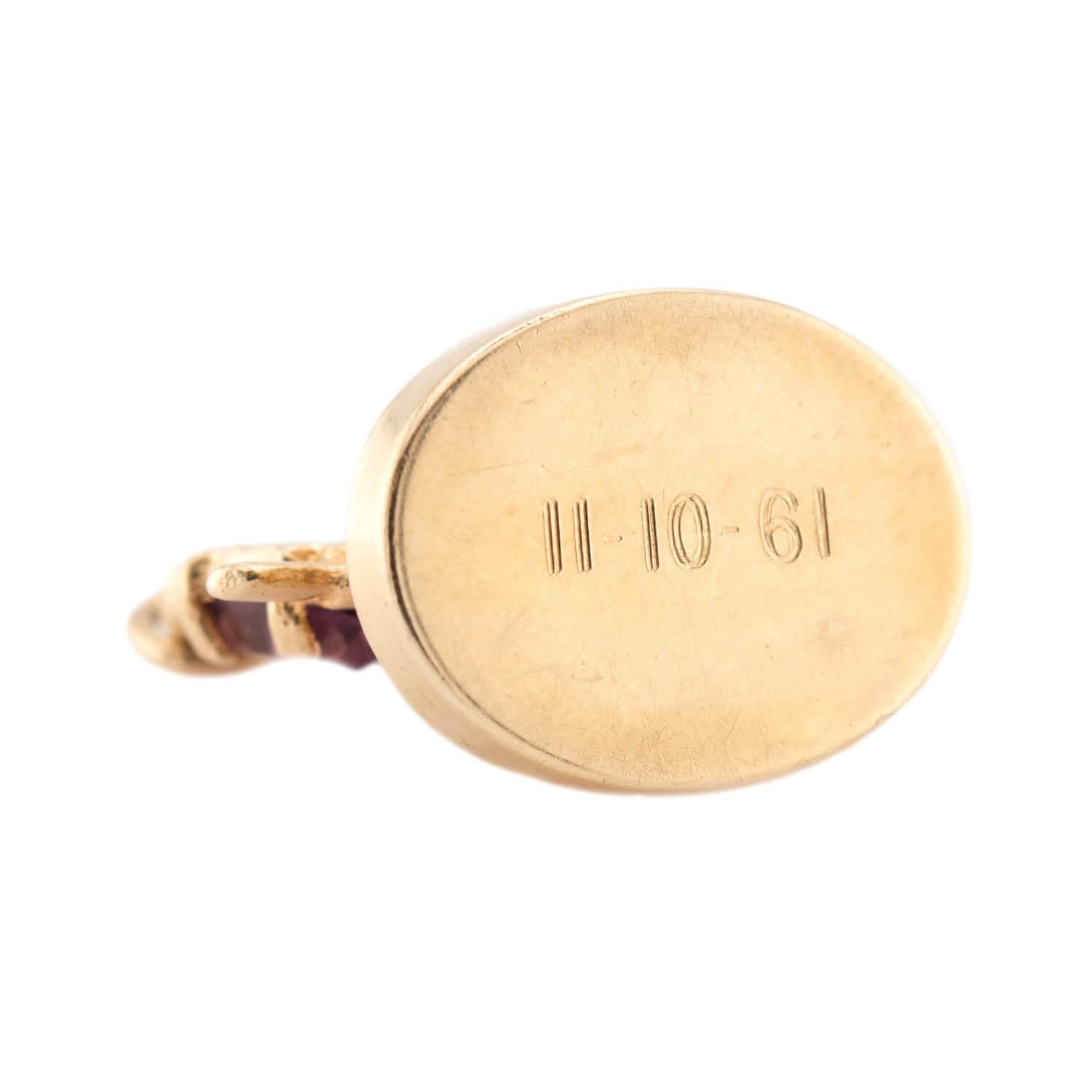 Retro 14k Garnet, Pearl, & Ruby Kissing Birds Pendant/Charm