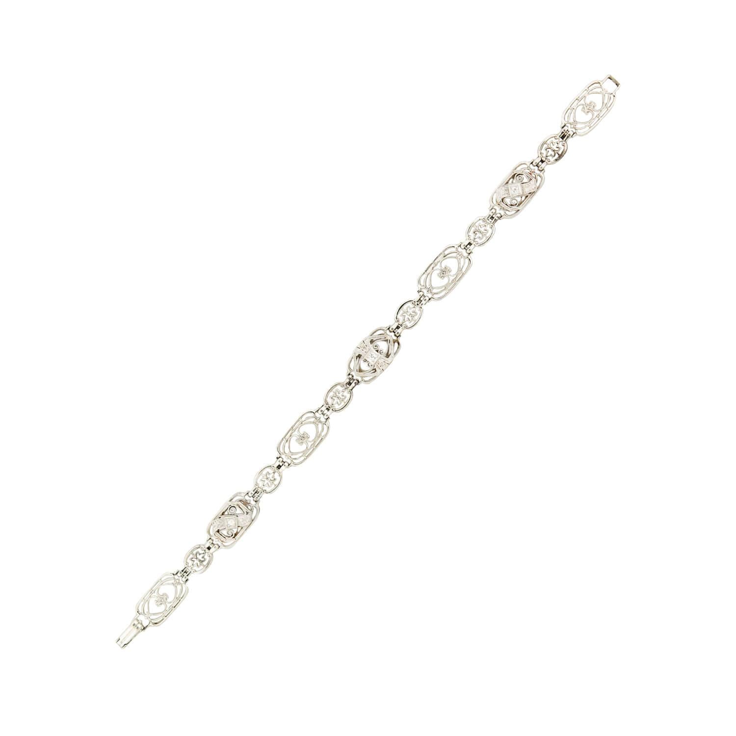 Art Deco 10k/Platinum Diamond Filigree Bracelet