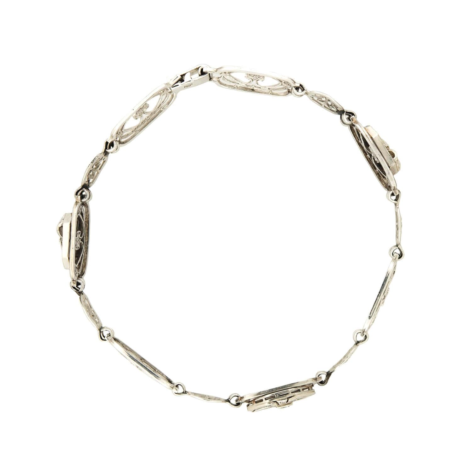 Art Deco 10k/Platinum Diamond Filigree Bracelet