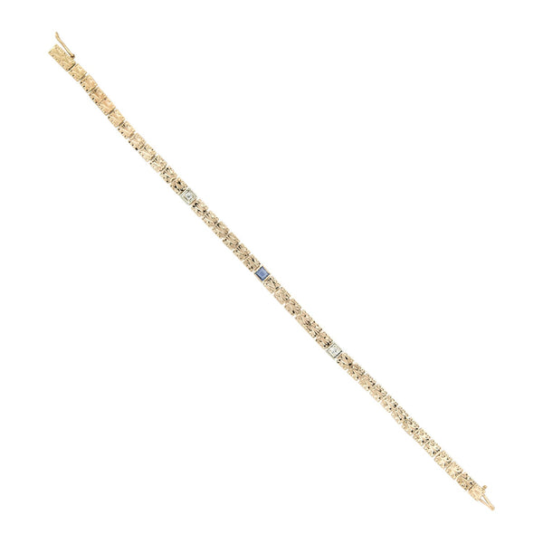 Edwardian 14k Sapphire & Diamond Line Bracelet