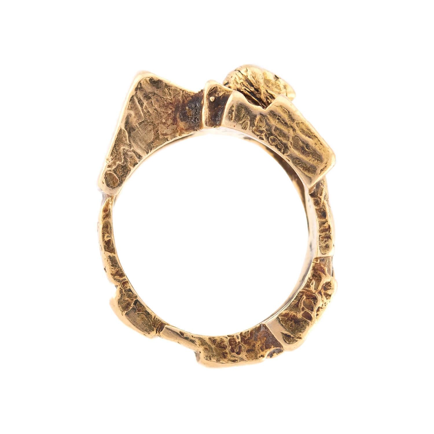 Estate 18k Brutalist Man-Motif Ring