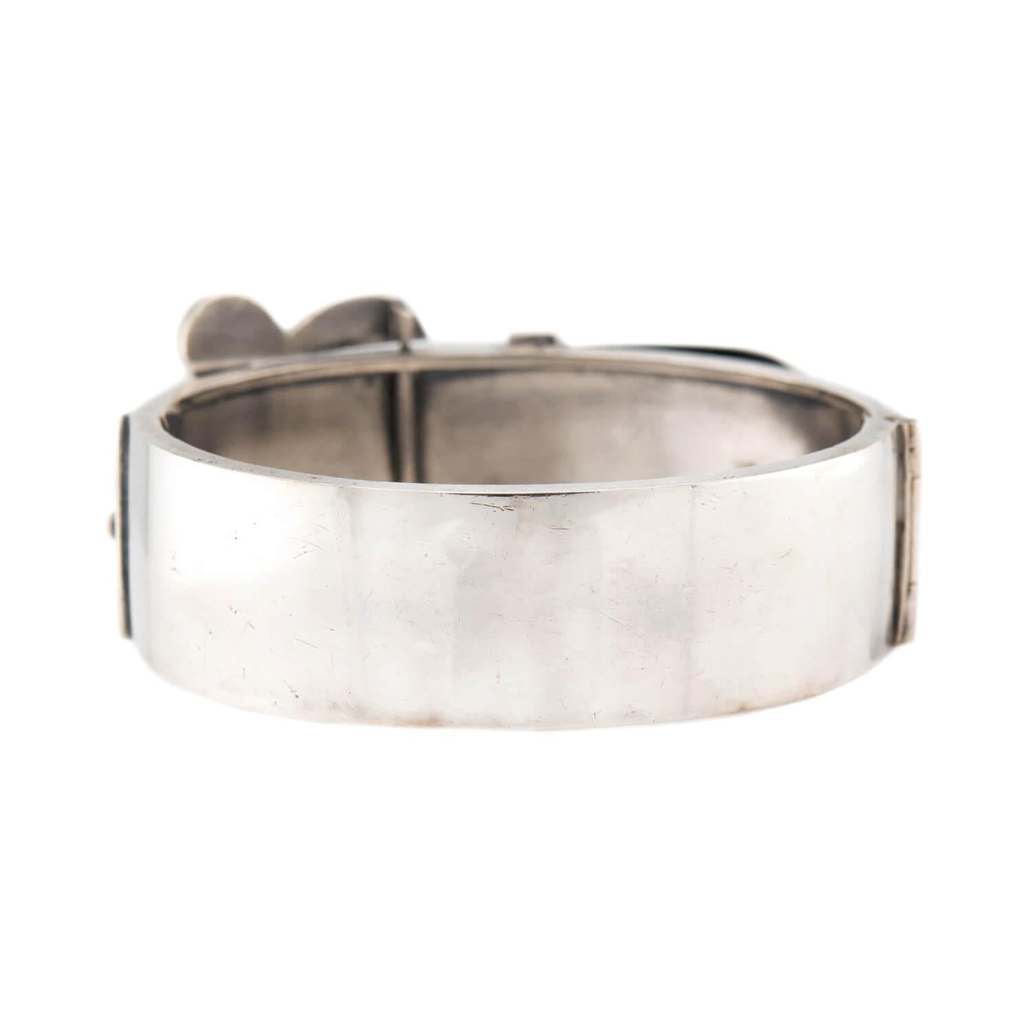 Victorian Sterling Silver Buckle Bangle Bracelet