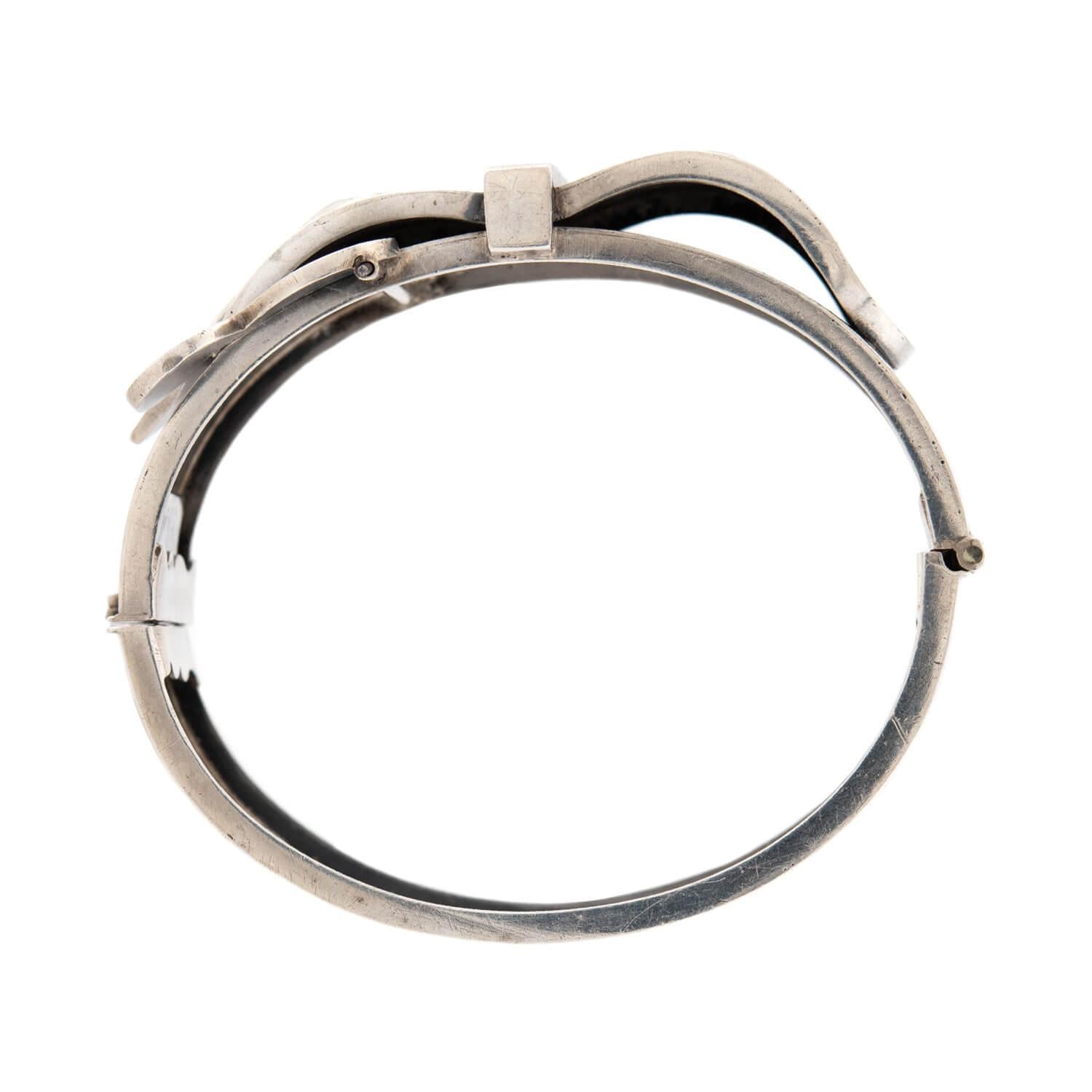 Victorian Sterling Silver Buckle Bangle Bracelet