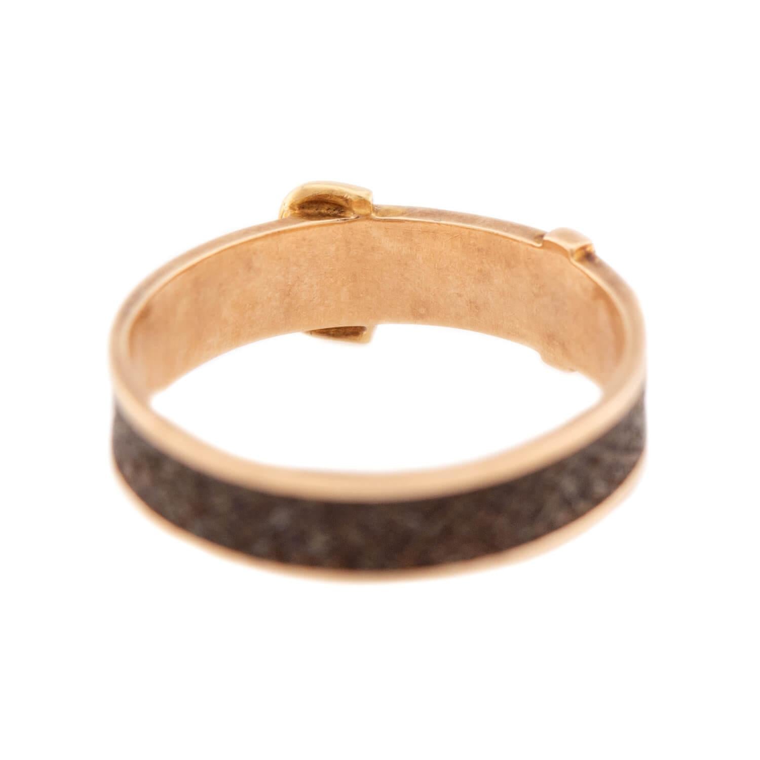 Victorian English 15k Woven Hair Buckle-Motif Mourning Ring