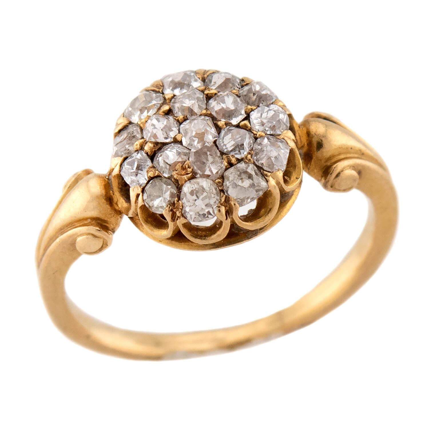 Victorian 18k Diamond Cluster Pinky Ring