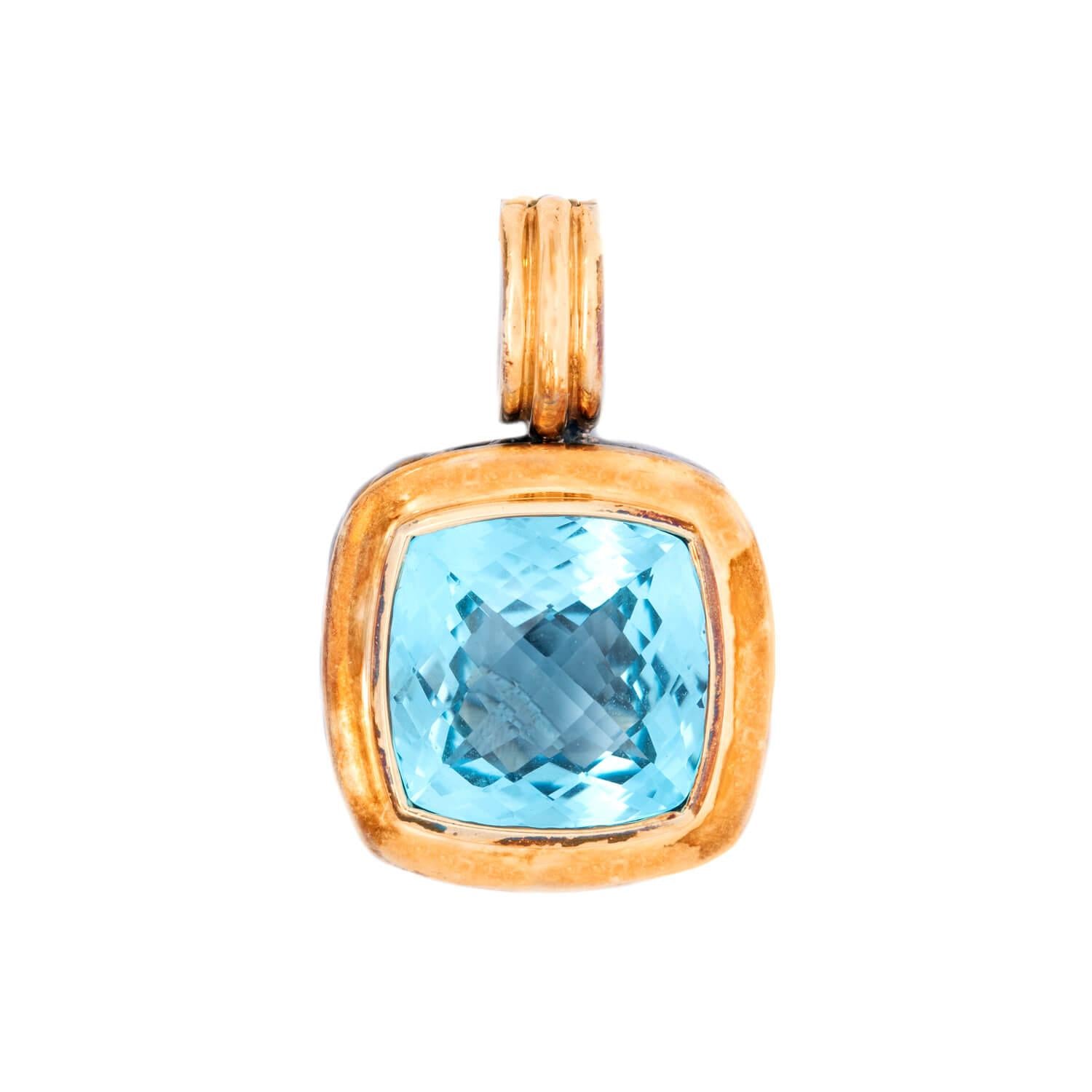 DAVID YURMAN Estate 18K/Sterling Silver Blue Topaz Pendant