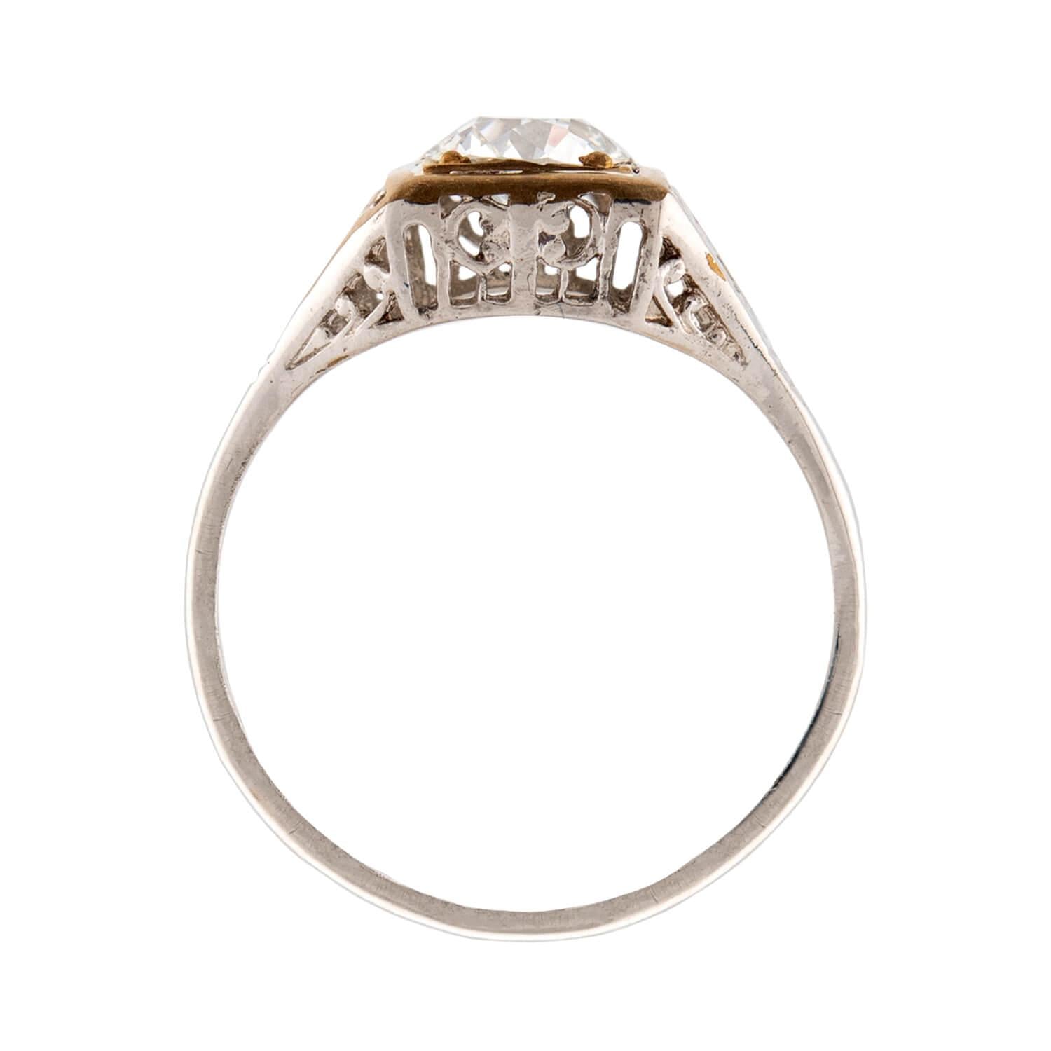 Art Deco 14k GIA Diamond Engagement Ring .73ct
