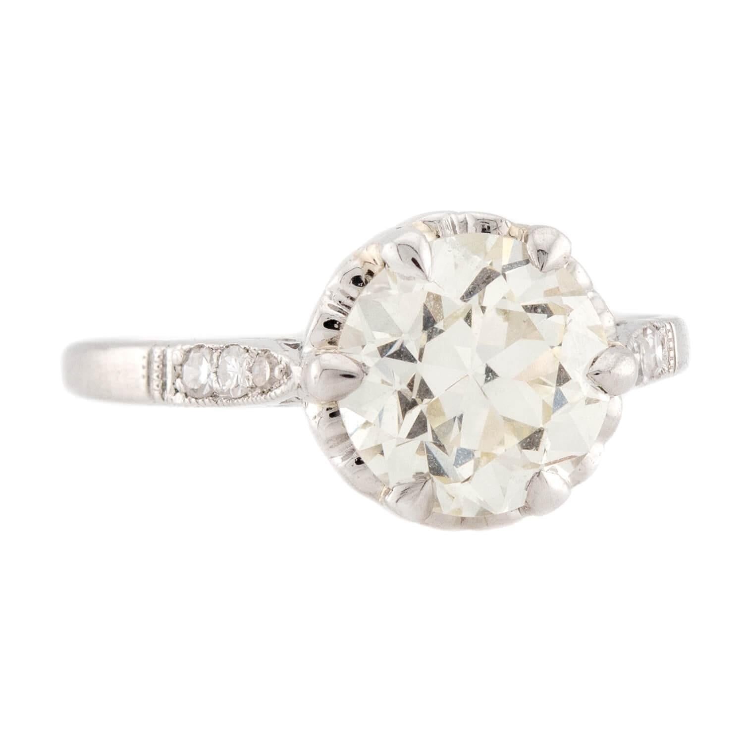Art Deco Platinum Diamond Engagement Ring 2.02ct