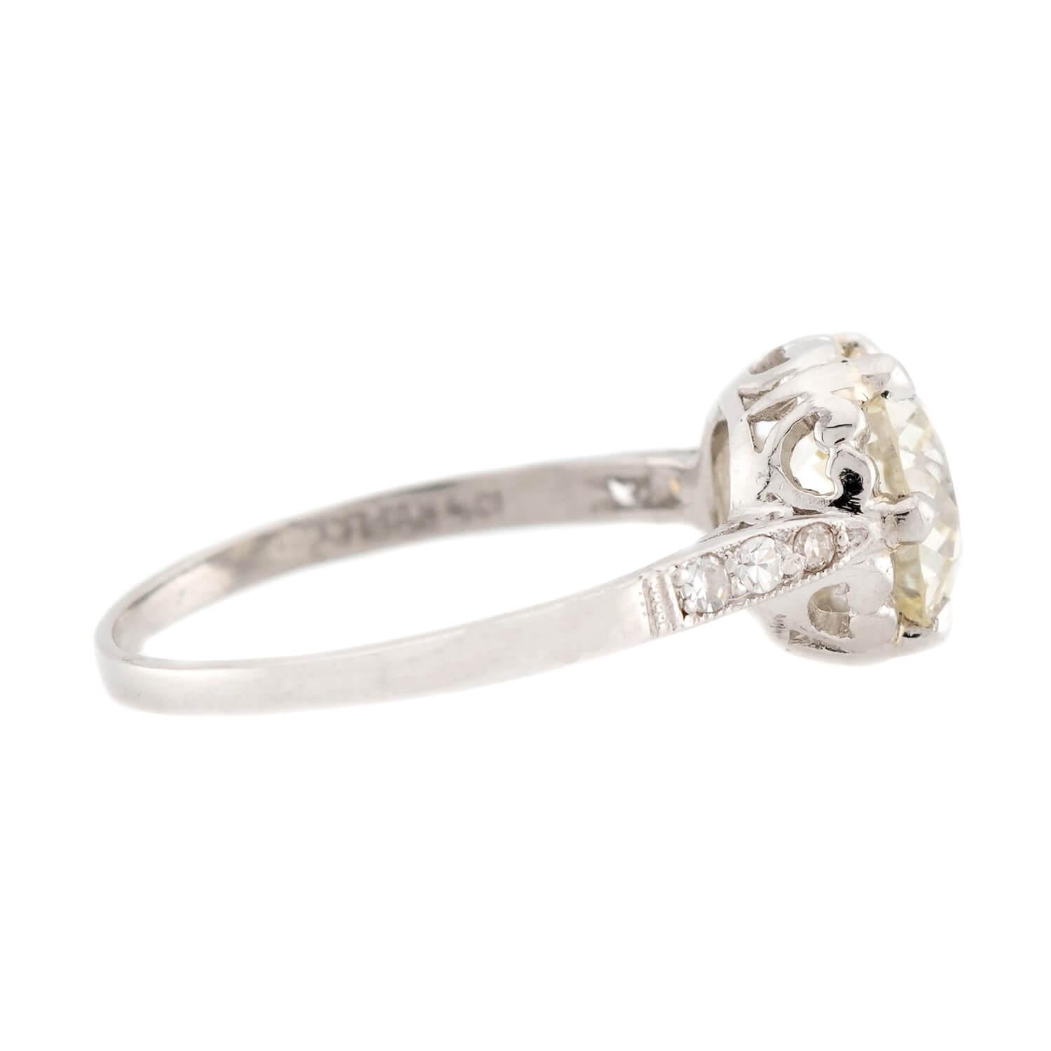 Art Deco Platinum Diamond Engagement Ring 2.02ct
