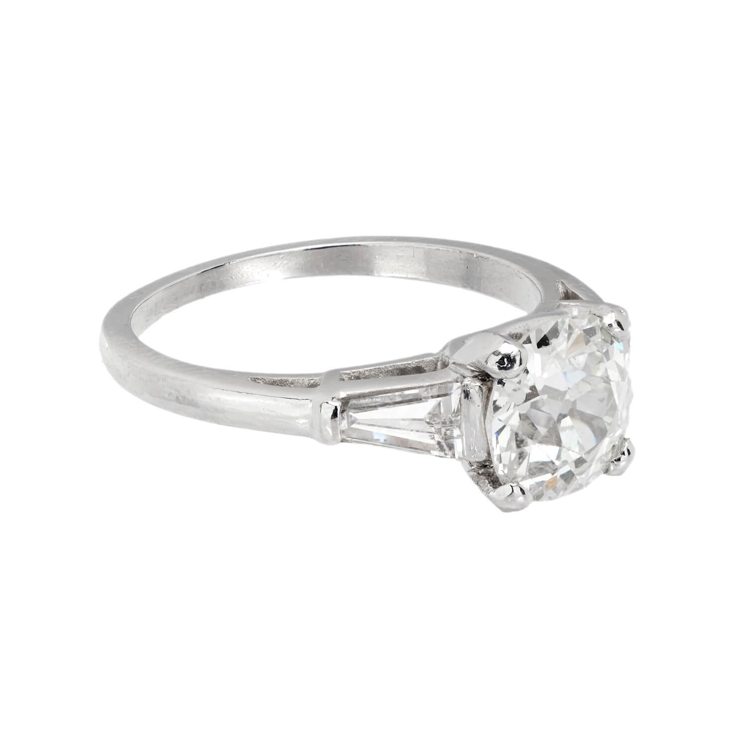 Retro Platinum Diamond Engagement Ring 1.66ct