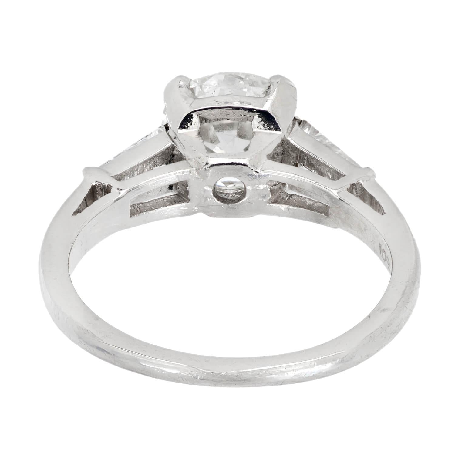 Retro Platinum Diamond Engagement Ring 1.66ct
