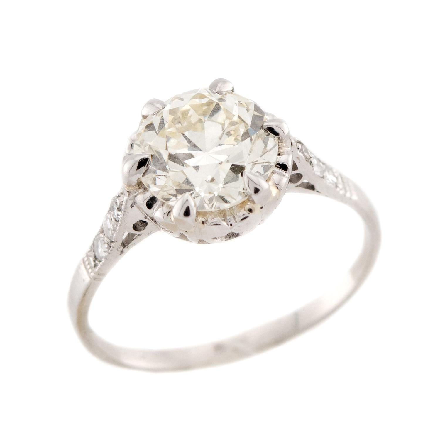 Art Deco Platinum Diamond Engagement Ring 2.02ct