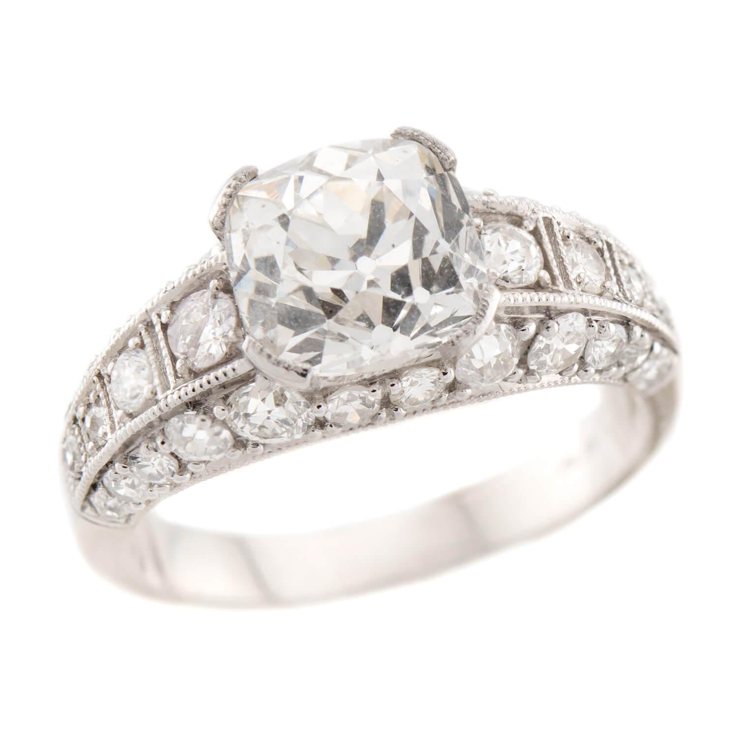 Estate Platinum GIA Diamond Engagement Ring 2.73ct