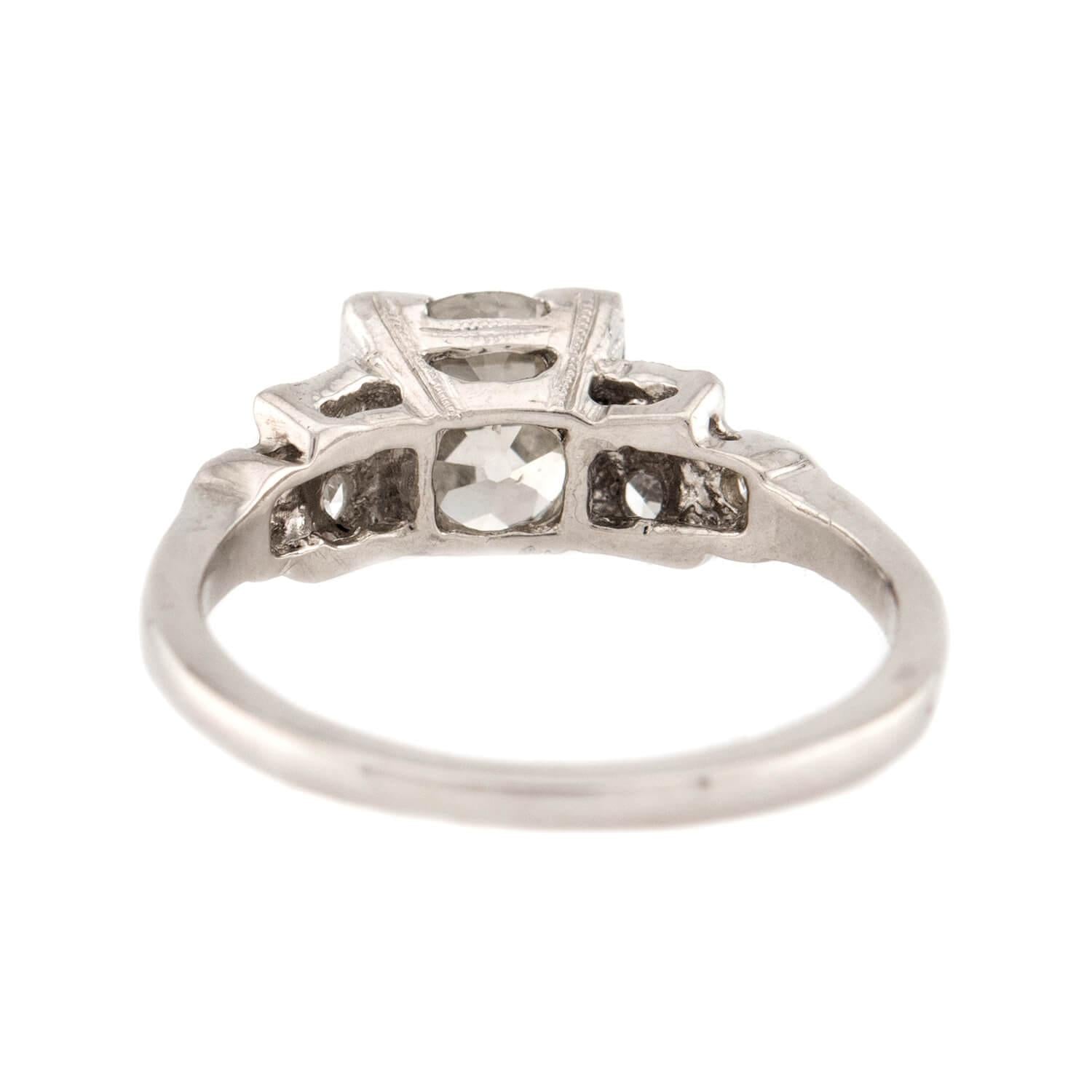 Art Deco Platinum Diamond Engagement Ring 1.45ct
