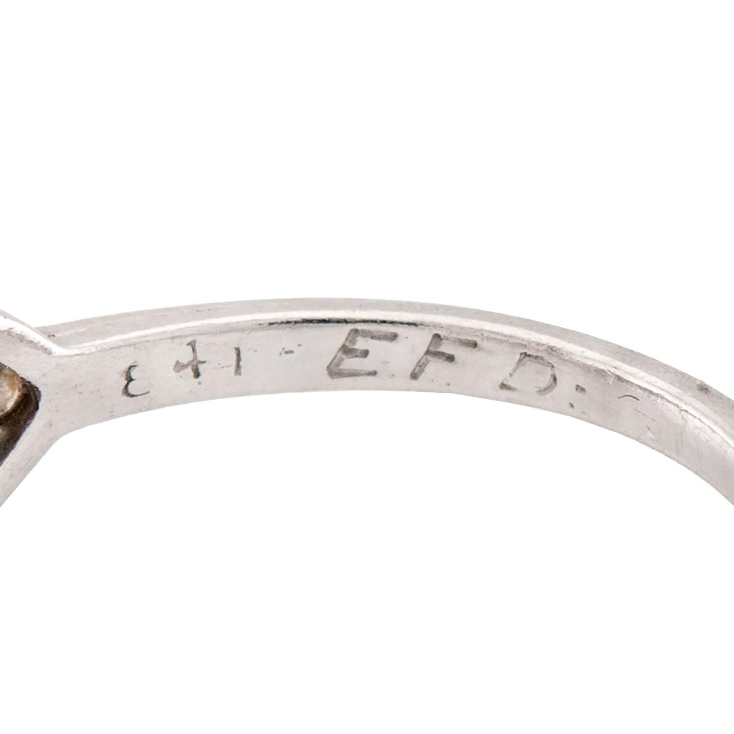 Art Deco Platinum Diamond Engagement Ring .90ct