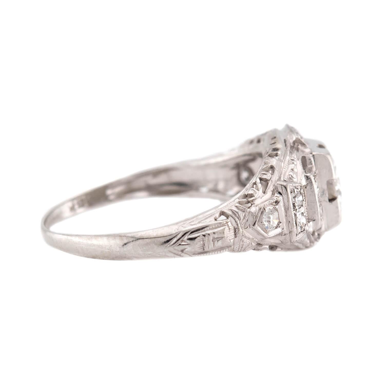 Art Deco 18k Diamond Engagement Ring .40ct