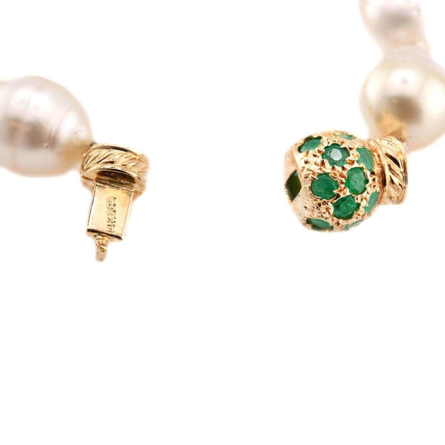 Estate 14k Pearl and Emerald Necklace 18"