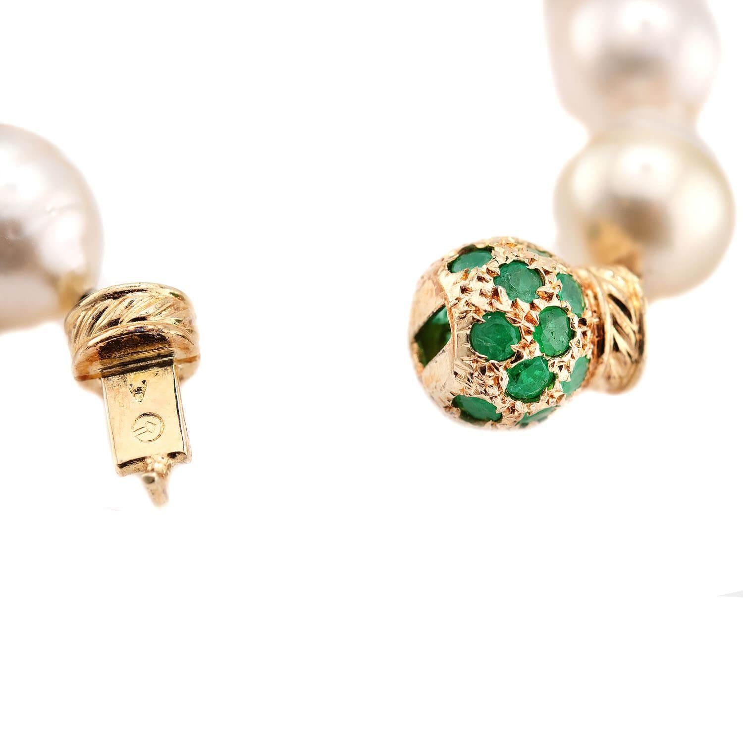 Estate 14k Pearl and Emerald Necklace 18"