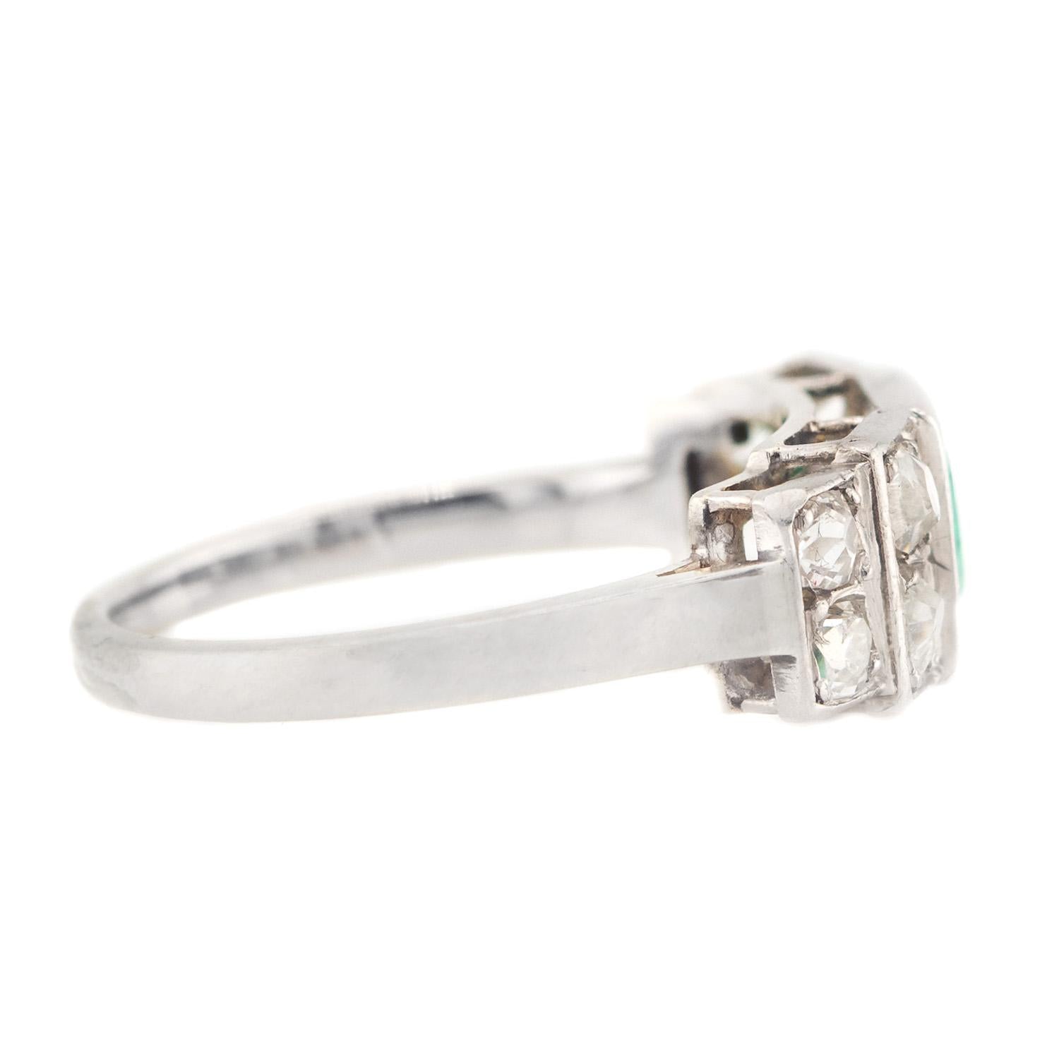 Art Deco Platinum Emerald and Diamond Ring