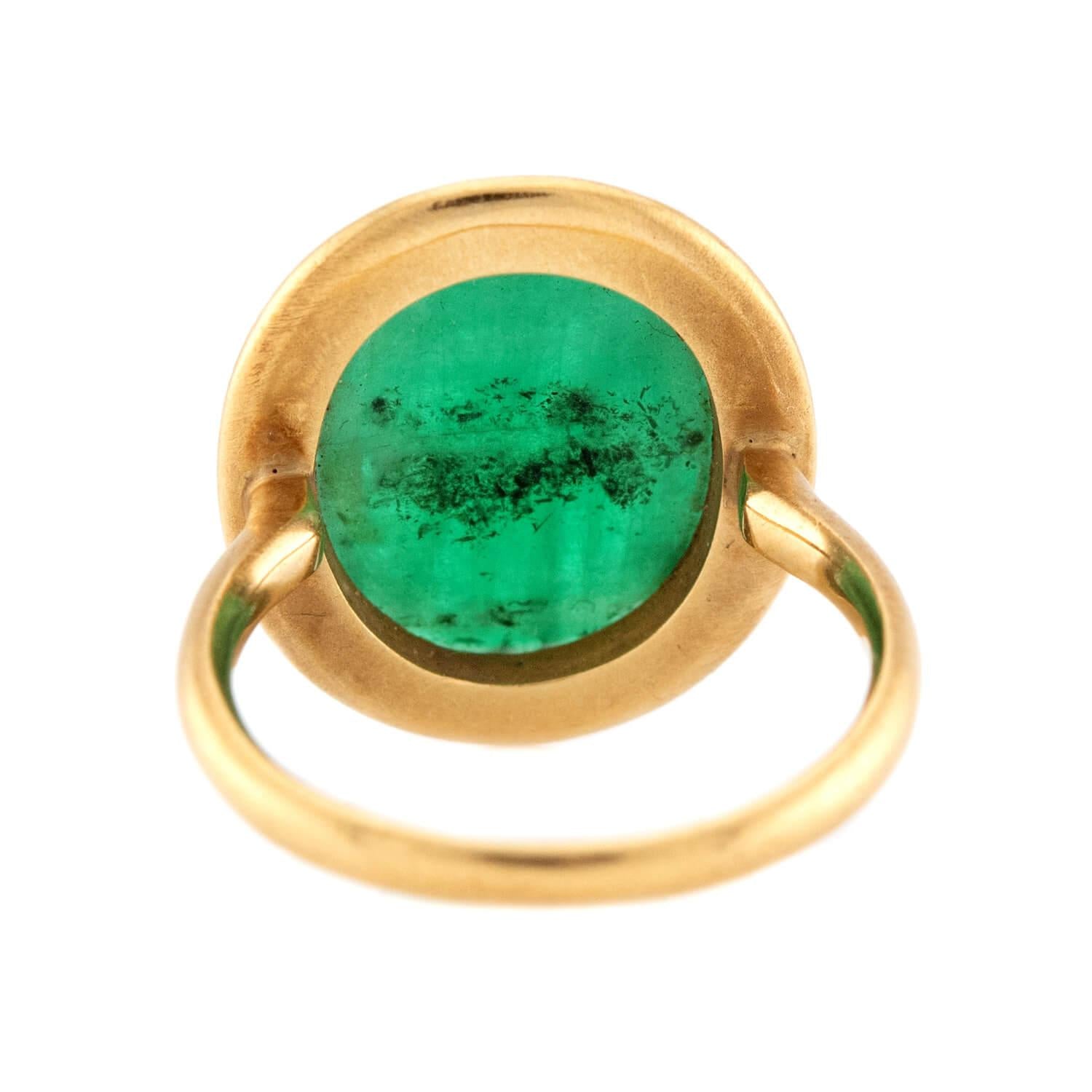 Estate 18k Emerald and Diamond Halo Ring