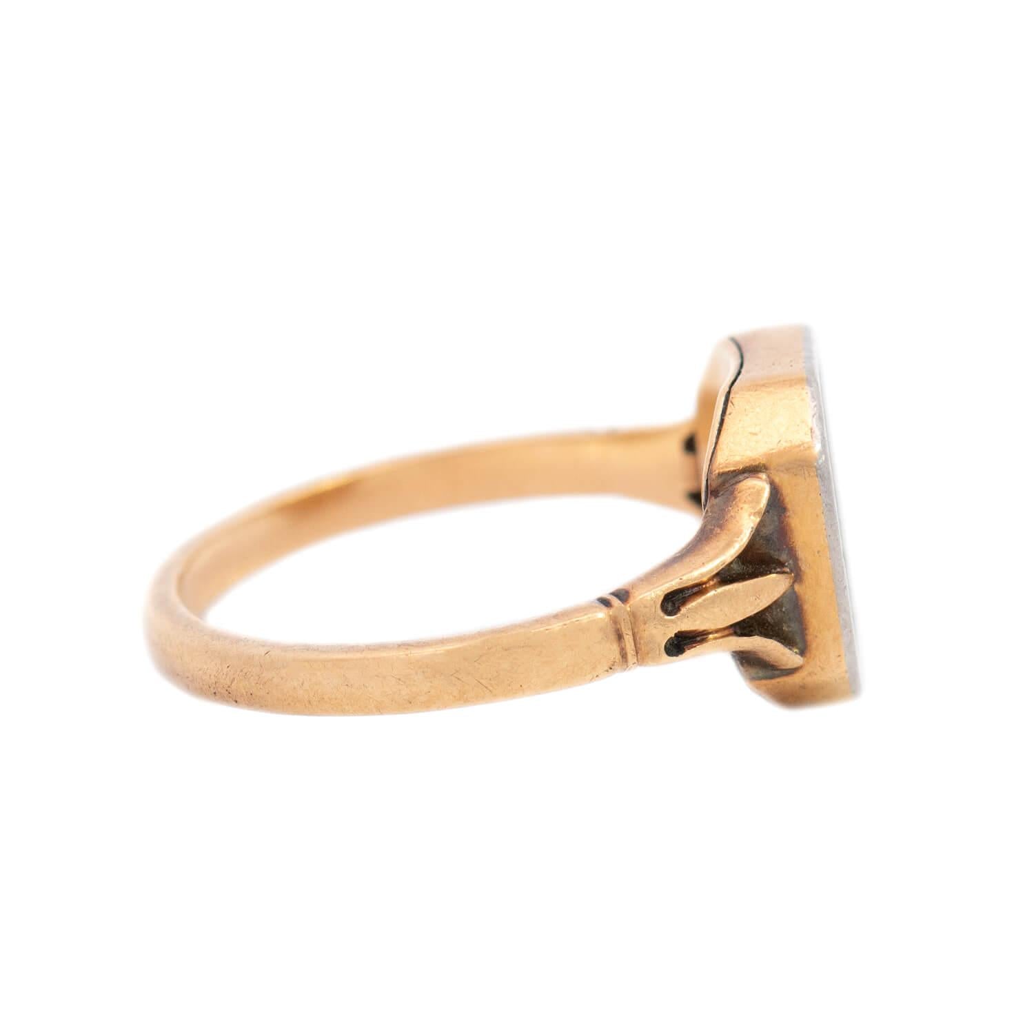 Victorian 18k Diamond and Enamel "R" Ring