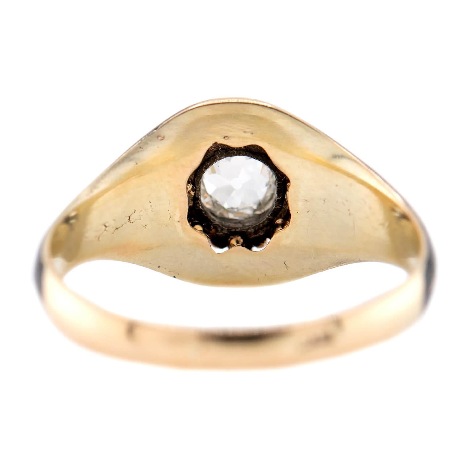 Victorian Russian 14k Diamond and Enamel Cluster Ring