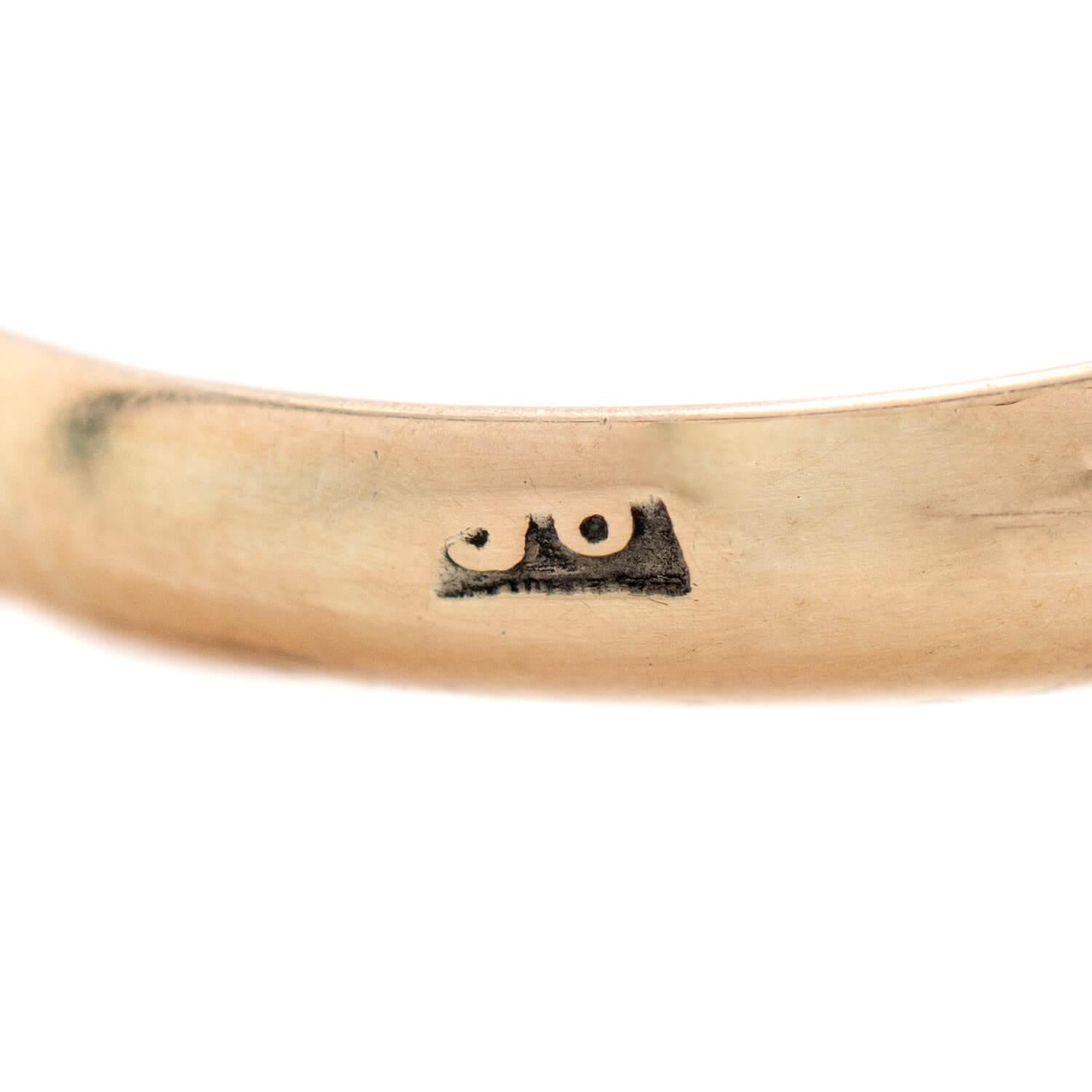 Victorian Russian 14k Diamond and Enamel Cluster Ring