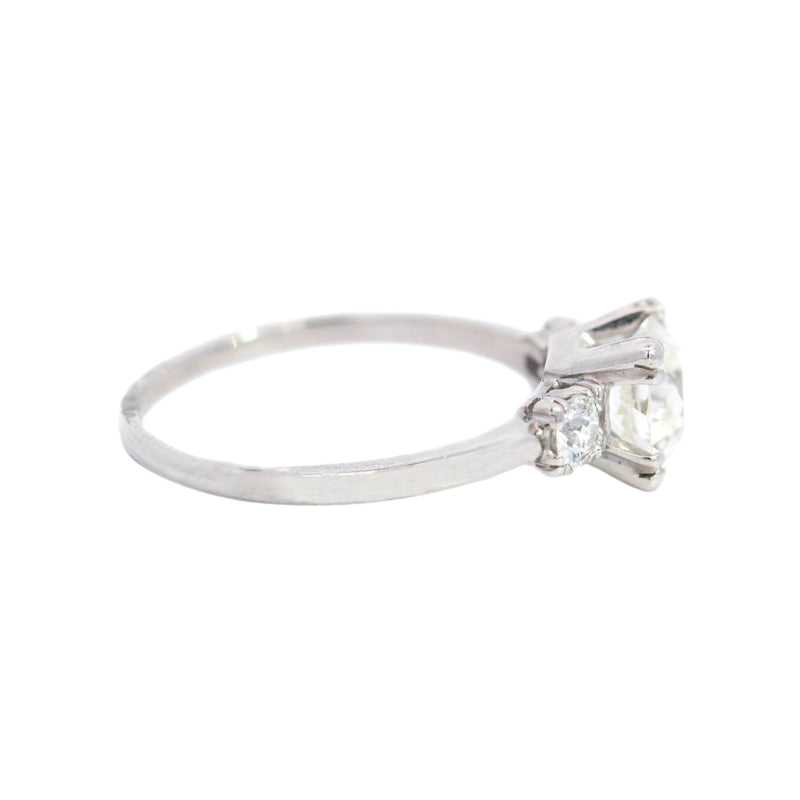 Art Deco Platinum Old European Diamond Engagement Ring 1.35ct+