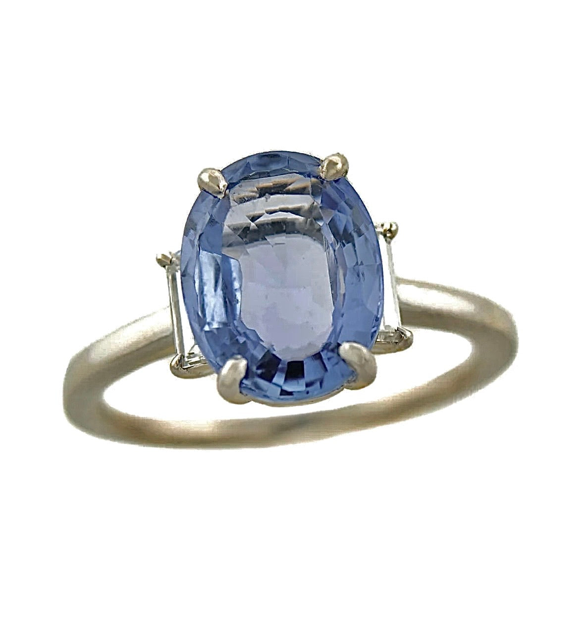Art Deco Plat/Diamond & Ceylon No Heat Sapphire Ring 3.70ct