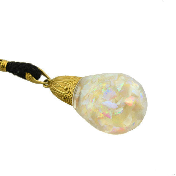 Retro 14kt Floating Opal Ball Necklace