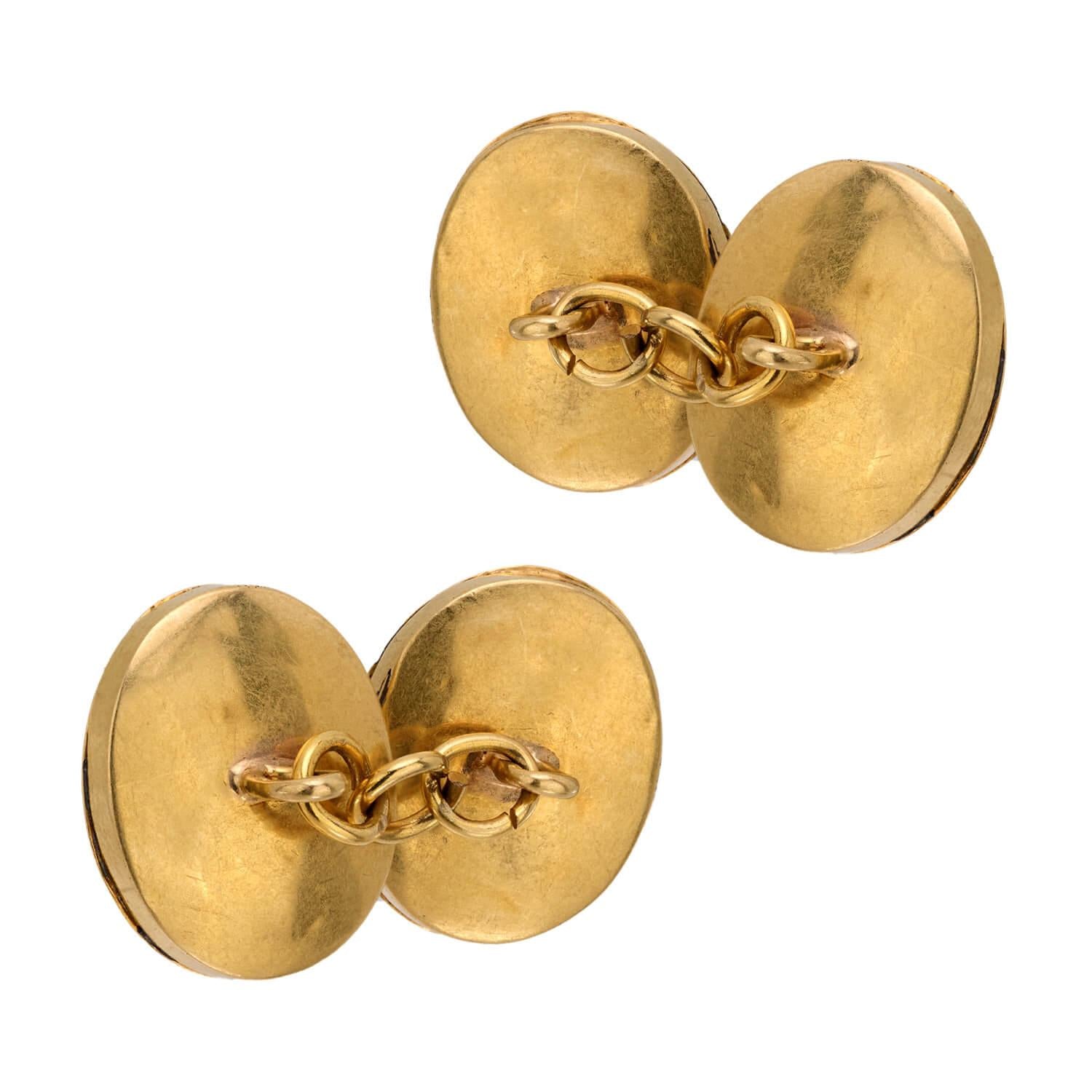 Victorian 18k Pietra Dura Fly Motif Cufflinks