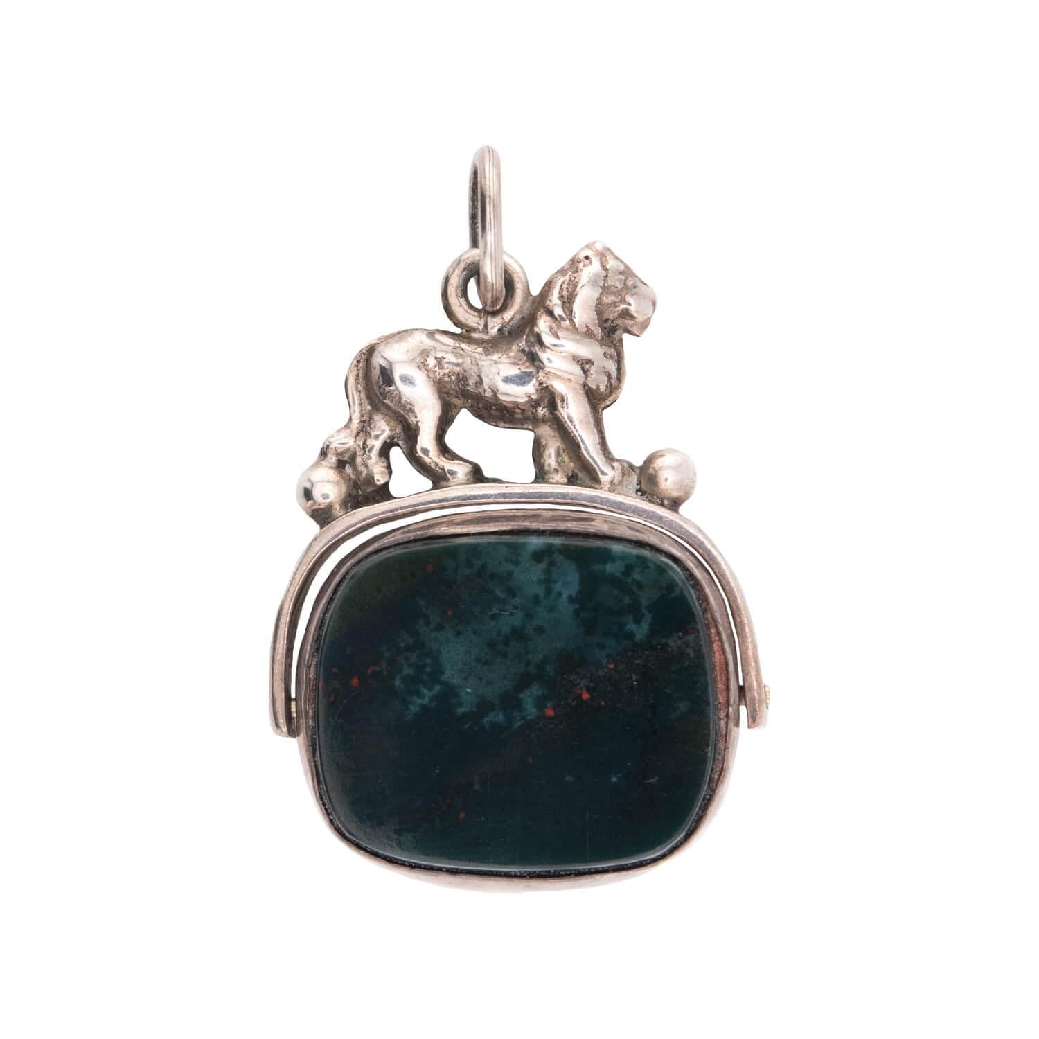Victorian Sterling Silver Bloodstone Fob/Pendant